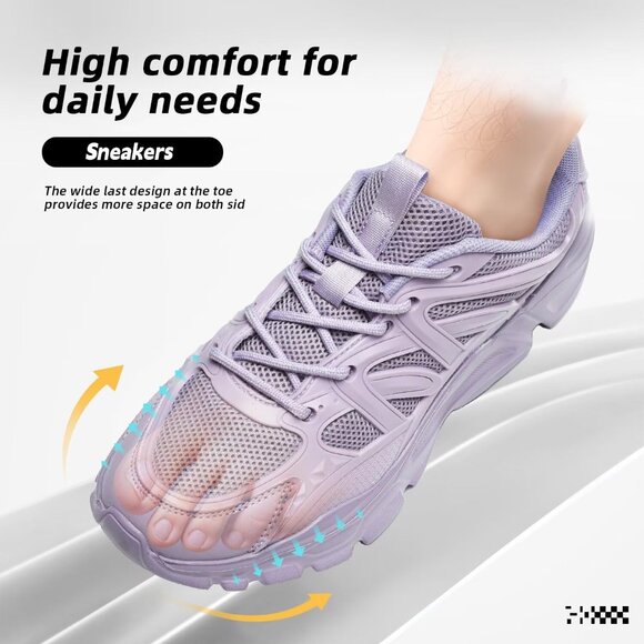 Women's Purple Slip-On Running Shoes Lightweight Mesh Walking Sneakers for Gym - Picture 6 of 7